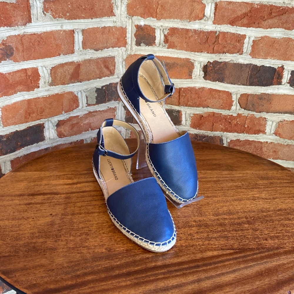 Lucky ankle strap indigo sandal, size 8, excellent condition